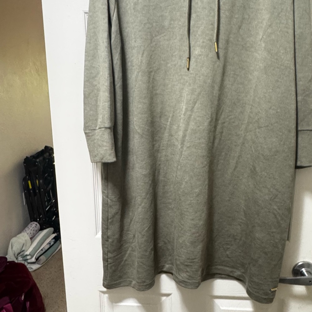 Calvin Klein Women's Olive Green Hooded Dress - Picture 3 of 9